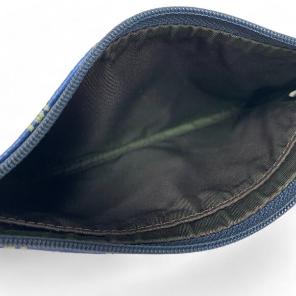 Dooney & Bourke Signature Pebbled Leather Wristlet Zip Pouch Blue With Tan Trim - Picture 6 of 7